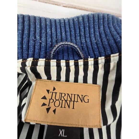 VTG Turning Point Denim 2-Tone Bomber Jacket 90' Embroidered John Deere Sz XL - Picture 8 of 10